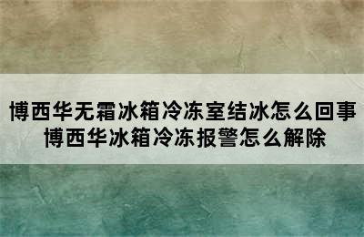 博西华无霜冰箱冷冻室结冰怎么回事 博西华冰箱冷冻报警怎么解除